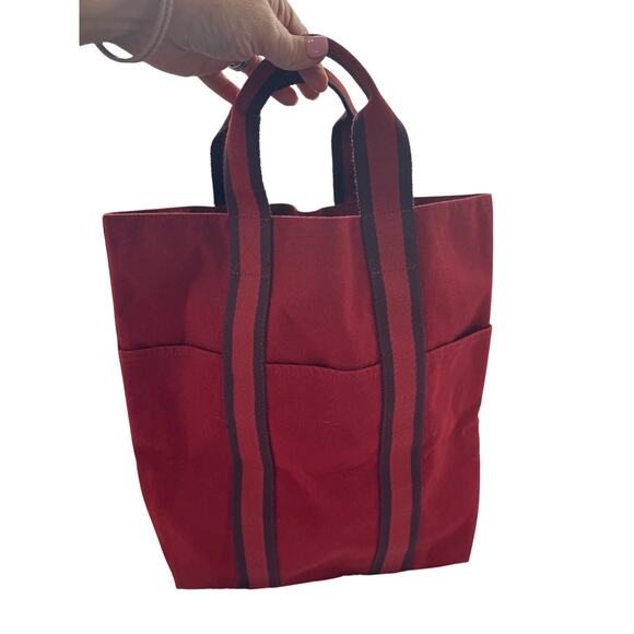 Hermès Fourre-Tout Canvas Tote Bag in Burgundy - Picture 1 of 4